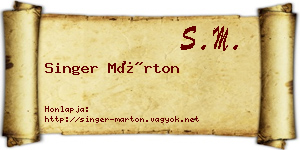 Singer Márton névjegykártya